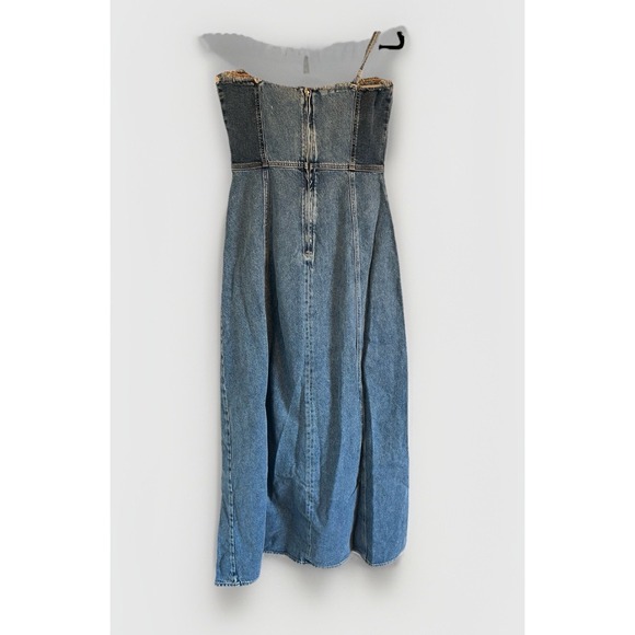 NWT Good American‎ distressed denim midi dress size XL w/ adjustable straps - Picture 6 of 9